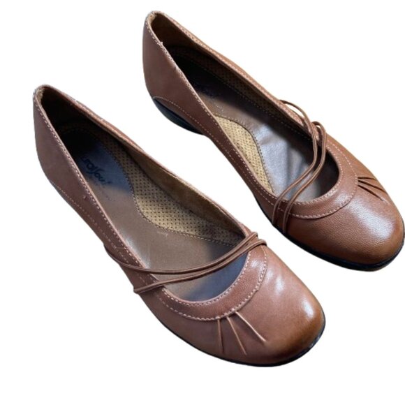 Naturalizer Shoes - Natural Sole Flat Mary Janes Saddle Tan Comfortable Office Womens Size 7.5